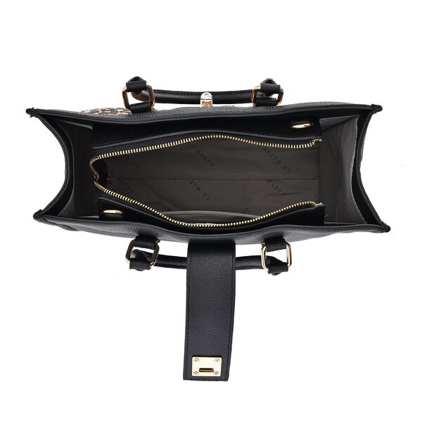 LA MAREY Handtasche aus Echtleder, Leopardenmuster, Schwarz image number 6