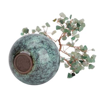 LIVMORE Edelsteinbaum mit 168 Aventurin Perlen Keramikschale ca. 18 cm Gr&uuml;n