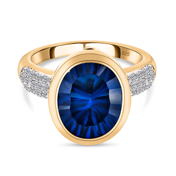 Ceylonfarbener Quarz und Zirkon-Ring, 925 Silber vergoldet - 5,11 ct.&nbsp;