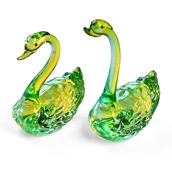"2pcs set Swan glass ormaments Material:Glass Color:Green Size:5*3*6.5/5*3*10CM"