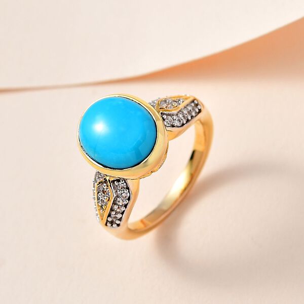 Amerikanischer, natürlicher Sleeping Beauty Türkis und Zirkon-Ring - 3,62 ct. image number 2
