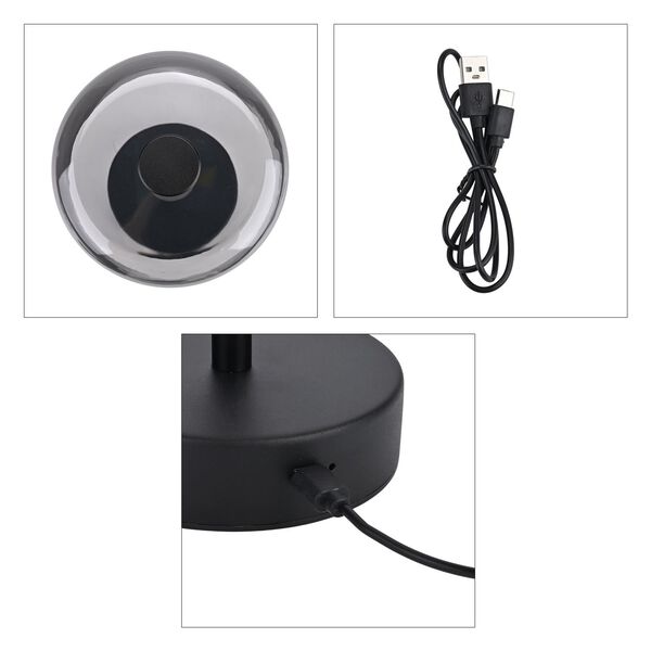 LIVEMORE Transparente Pilz-Tischlampe, kabellos, wiederaufladbar, 3 Lichtfarben, Smart Touch, Schwarz image number 7