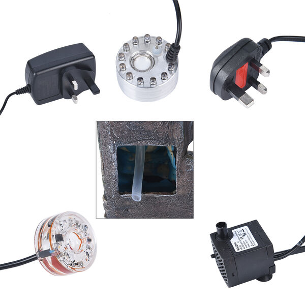 Zimmerbrunnen mit LED-Licht und Nebel, Größe 20x16x27 cm, Haus und Kugel  image number 6