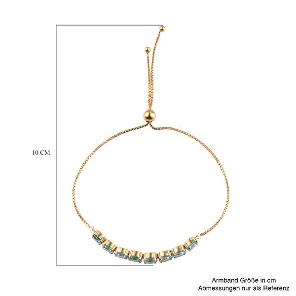 Schweizer Blautopas Flexibel Bolo Armband ca. 16-26 cm 925 Silber vergoldet ca. 4,17 ct image number 5