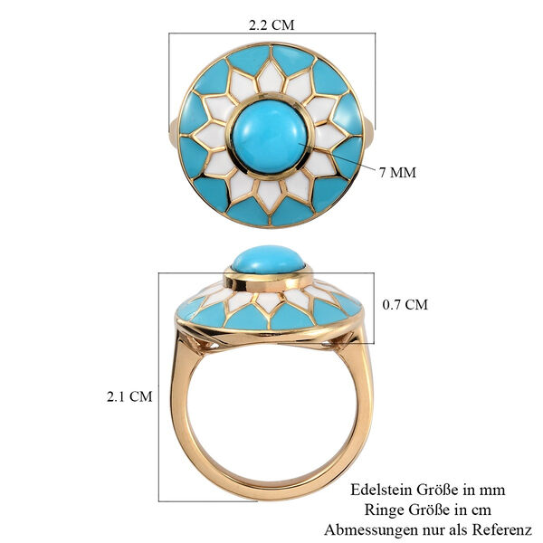 Natürlicher Sleeping Beauty Türkis Ring 925 Silber Gelbgold Vermeil image number 8