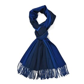 Eleganter Ombre-Schal mit Fransen, 68x180 cm, Meerblau