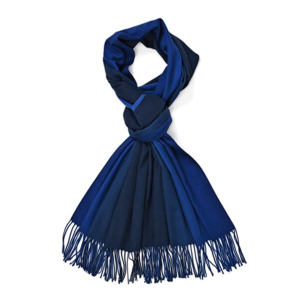 Eleganter Ombre-Schal mit Fransen, 68x180 cm, Meerblau