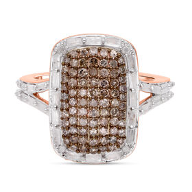 Natürlicher Champagner und weißer Diamant-Ring - 1 ct.