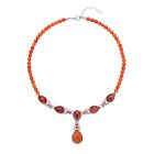 Rote Achat Halskette, ca. 45 cm, ca. 164,00 ct