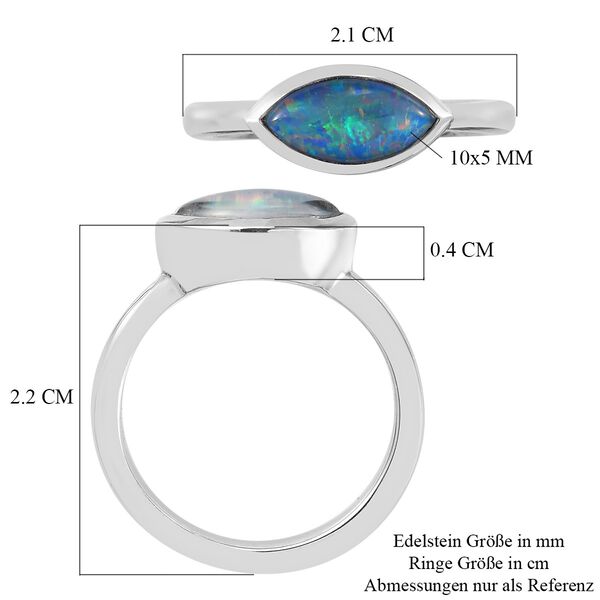 Boulder Opal Triplett Solit&auml;r Ring 925 Silber Platin-&Uuml;berzug image number 7