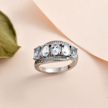 Himmelblauer Topas Ring 316L Edelstahl (Gr&ouml;&szlig;e 20.00) ca. 2.92 ct