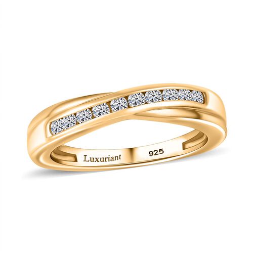 LUXURIANT DIAMOND- SI-GH Labor Diamant Ring, 925 Silber 750 Gelbgold Vermeil - 0,25 ct. image number 4