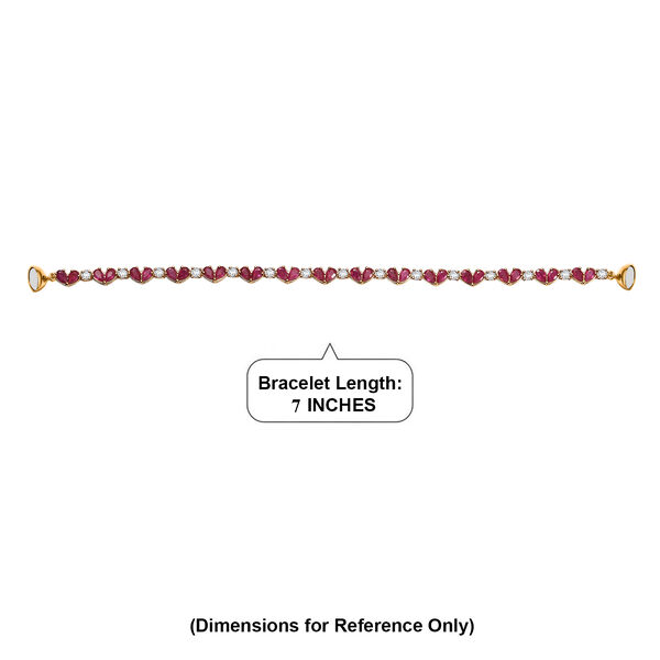 D'Joy - Ewige Verbundenheit Afrikanischer Rubin (Fissure gef&uuml;llt), Wei&szlig;er Zirkon Armband ca. 19 cm 925 Silber 750 Gelbgold Vermeil ca. 12.30 ct image number 4