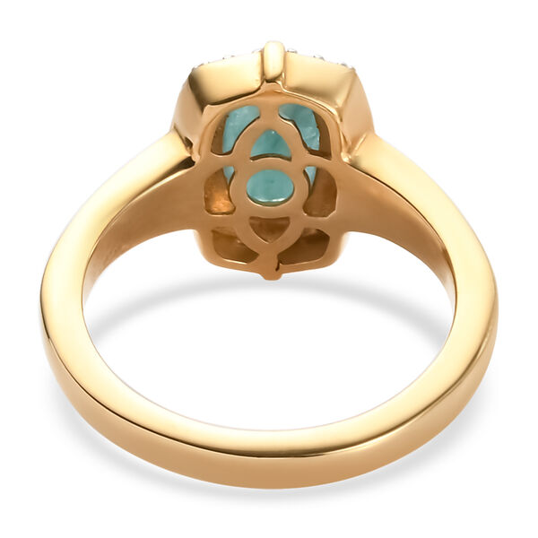 Blaugrüner Grandidierit und Zirkon Ring 925 Silber vergoldet  ca. 1,20 ct image number 6