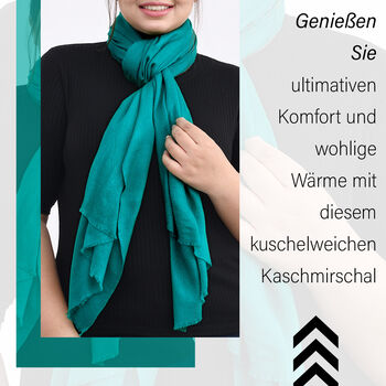 LA MAREY - Luxuri&ouml;ser und weicher Schal aus 100 % Kaschmirwolle, 70 x 195 cm, t&uuml;rkis blau