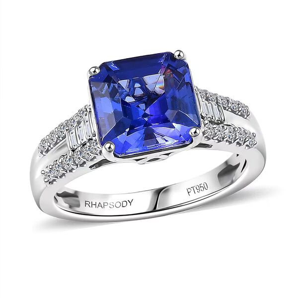 Rhapsody AAAA Tansanit, Wei&szlig;er Diamant Ring 950 Platin (Gr&ouml;&szlig;e 16.50) ca. 4,54 ct