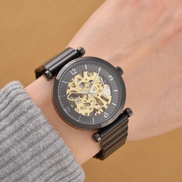 GENOA TIME V2 Automatik-Mechanische Uhr, weißes Zifferblatt mit Sonnenschein-Design, 3ATM Wasserdicht, 8,5 cm, Schwarz image number 2