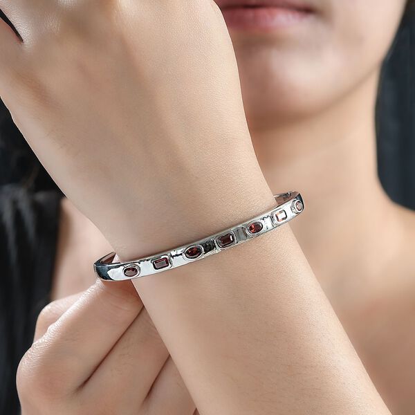 Roter Granat Armreif ca. 19 cm Edelstahl ca. 2.19 ct image number 2