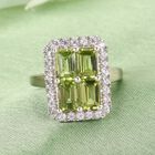 Peridot und Zirkon Ring 925 Silber Platin-Überzug image number 1