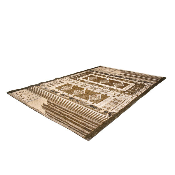 Handgefertigter Digitaldruck-Teppich aus Baumwolle, beige und braun image number 5