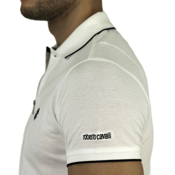 ROBERTO CAVALLI: Poloshirt aus 100% Baumwolle, Wei&szlig;&nbsp; image number 4