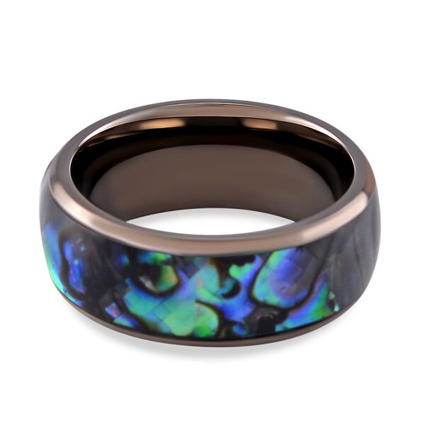 Abalone Muschel Ring Reiner Edelstahl, Schwarz-Plattierung (Gr&ouml;&szlig;e 21.00) image number 6