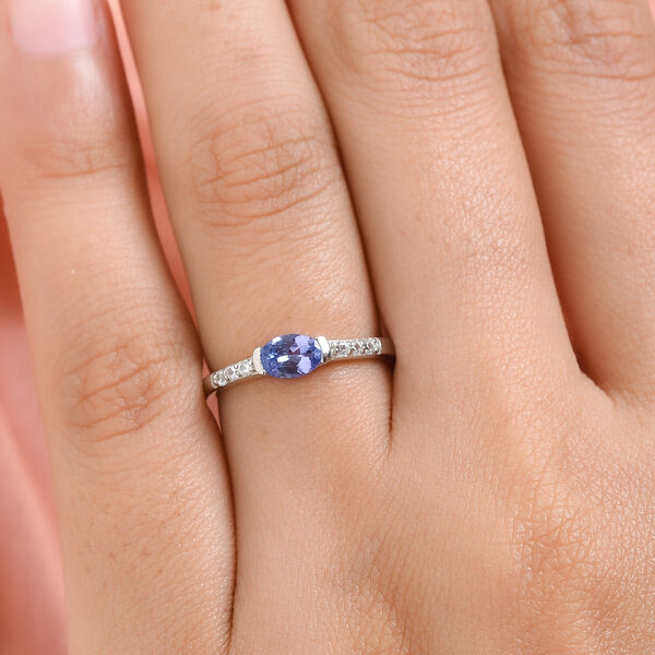 Tansanit und Zirkon Ring 925 Silber platiniert  ca. 0,56 ct image number 3