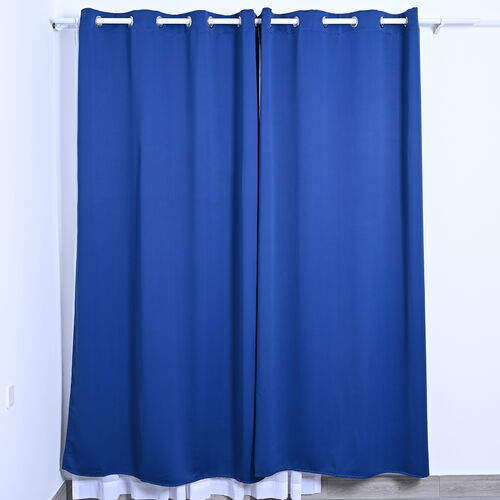 2 Verdunkelungsvorhänge mit 8 Metallringen, pro Vorhang 140x240 cm, Kobaltblau image number 0