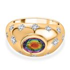 Nebula Quarz, Weißer Zirkon Ring, 925 Silber 750 Gelbgold Vermeil (Größe 20.00) 1.66 ct