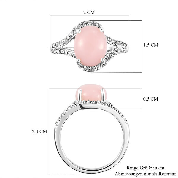 Rosa Opal und weißer Zirkon-Ring, 925 Silber platiniert  ca. 2,52 ct image number 7