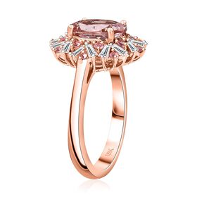 AAA Rosa Morganit, Weißer Diamant AGI zertifiziert Ring 750 Gold (Größe 18.00) ca. 2.52 ct