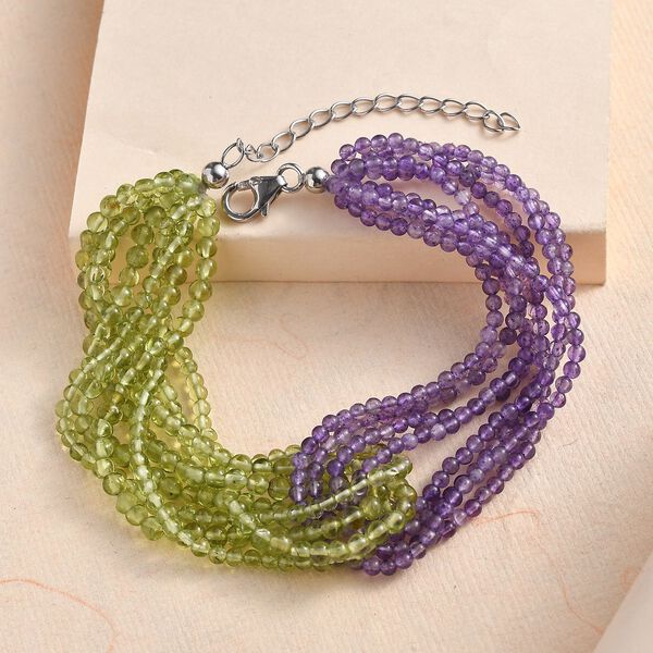 Peridot und afrikanisches Amethyst-Armband, 19 cm - 100 ct. image number 2