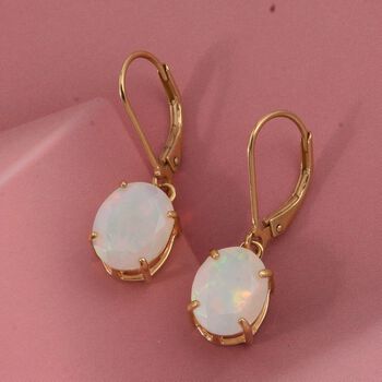 D'Joy AA Nat&uuml;rlicher, &auml;thiopischer Welo Opal Ohrringe 925 Silber 750 Gelbgold Vermeil ca. 3.03 ct