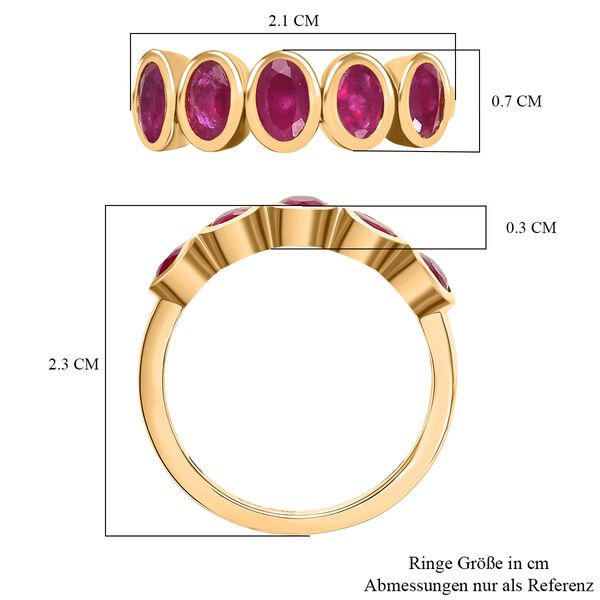D'Joy Afrikanischer Rubin (Fissure gef&uuml;llt) Ring 925 Silber 750 Gelb Vergoldet (Gr&ouml;&szlig;e 20.00) ca. 1,69 ct image number 7