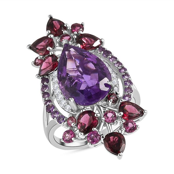 AA afrikanischer Amethyst, Rhodolith Granat und Zirkon-Ring - 8,64 ct. image number 4