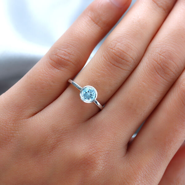 Himmelblauer Topas Solitär Ring 925 Silber  ca. 0,99 ct image number 3