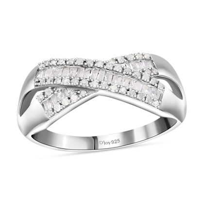 Wei&szlig;er Diamant Ring, 925 Silber platiniert (Gr&ouml;&szlig;e 21.00) ca. 0.33 ct