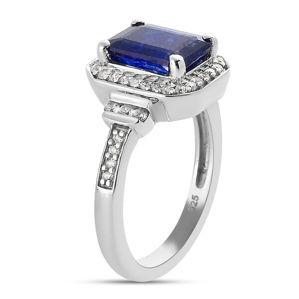 Masoala Saphir und Zirkon Halo Ring, 925 Silber platiniert, 3,75 ct. image number 5