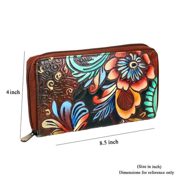 Handbemalte Leder Geldb&ouml;rse RFID, Tan, 22.8 x 2.5 x 12.7 cm image number 10