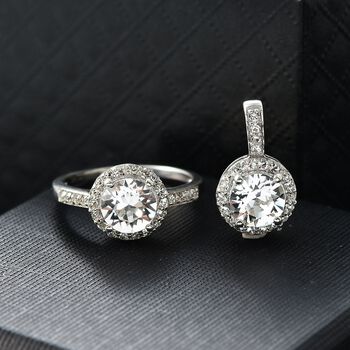 J Francis gefertigt mit SWAROVSKI- Swarovski Kristall Schmuckset, 925 Silber platiniert