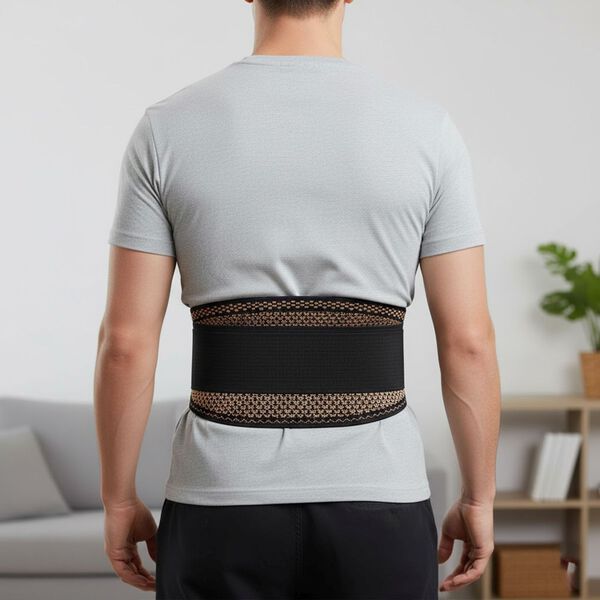 Kupferfaser Rücken und Taillen Gürtel Größe L Kompression Schwarz Kupfer image number 2