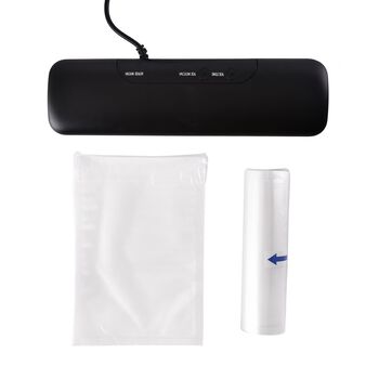 HOMESMART - Vakuumverpackungsmaschine, inkl. 30 Beutel und 6m Rolle, 37,5x18,5x8,5 cm, schwarz