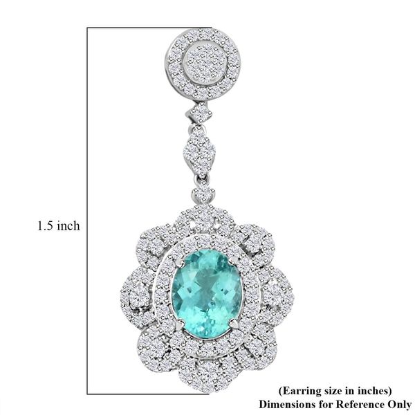 CHAIRMAN VAULT COLLECTION - AAAA Paraiba Turmalin, Wei&szlig;er Diamant Ohrringe,zertifiziert und gepr&uuml;ft, 950 Platin ca. 5.51 ct image number 4
