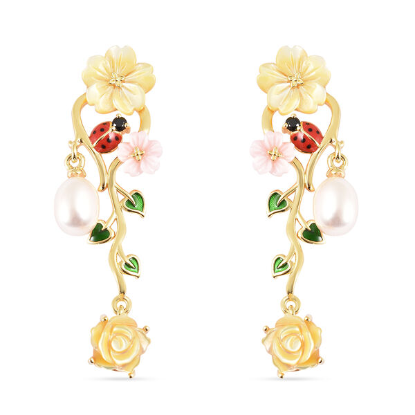 JARDIN-KOLLEKTION - emaillierte Ohrh&auml;nger mit mehreren Edelsteinen in Silber