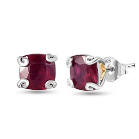 AA Afrikanischer Rubin (Fissure gefüllt) Ohrringe 925 Silber rhodiniert ca. 4,48 ct.