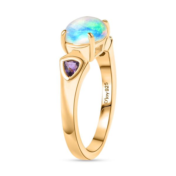 D'Joy AA Nat&uuml;rlicher, &auml;thiopischer Welo Opal, Afrikanischer Amethyst Ring 925 Silber 750 Gelb Vergoldet (Gr&ouml;&szlig;e 17.00) ca. 1.31 ct image number 5