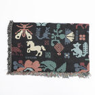 100% Baumwolle, handgewebte Jacquard-Häkeldecke mit Fransen, Blumenmuster, Größe 50x60 cm, Schwarz image number 3