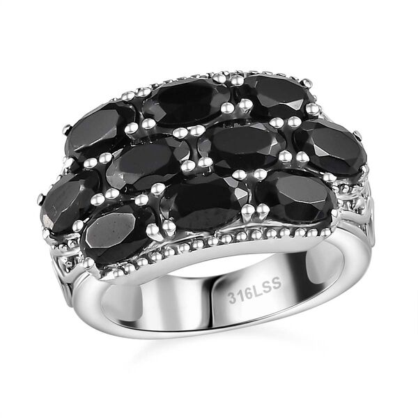 Schwarzer Spinell Ring Edelstahl (Gr&ouml;&szlig;e 17.00) ca. 6,35 ct image number 4