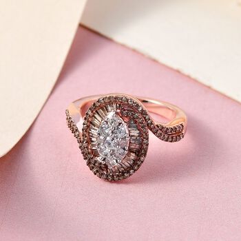 GP Royal Kollektion - Wei&szlig;er, Champagner Diamant und blauer Saphir-Ring - 1 ct.