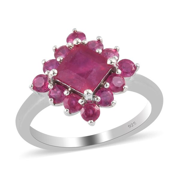 Fissure gefüllt Rubin Ring 925 Silber Platin-Überzug image number 4